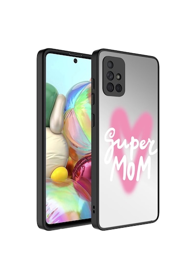 Noktaks - Galaxy Uyumlu A71 Uyumlu - Kılıf Aynalı Desenli Kamera Korumalı Parlak Mirror Kapak - Süper Anne - T26818 Süper Anne