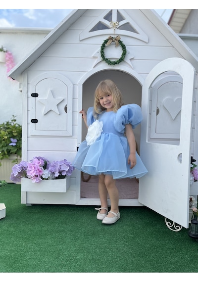 Rose- Mavi Şifon Kısa Kollu Kız Çocuk Elbisesi Elsa Mavi Rose- Mavi Şifon Kısa Kollu Kız Çocuk Elbisesi Elsa Mavi