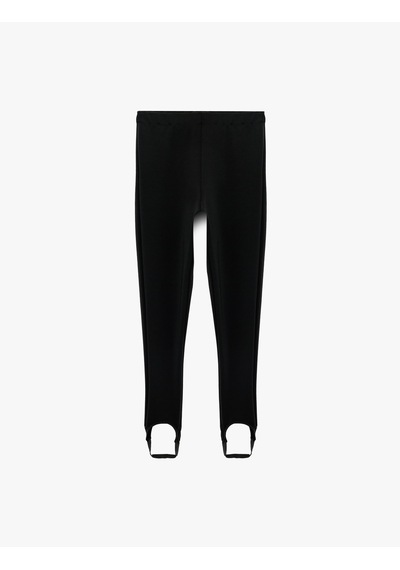 Koton Normal Bel Slim Fit Tayt Pantolon Ayak Bant Detaylı Siyah 7wak40050uk