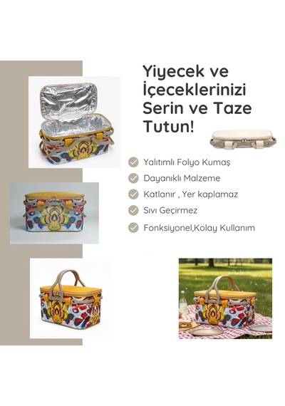 25 Lt Piknik Sepeti 1308 Picnic Bag -361 Karışık/Çok Renkli