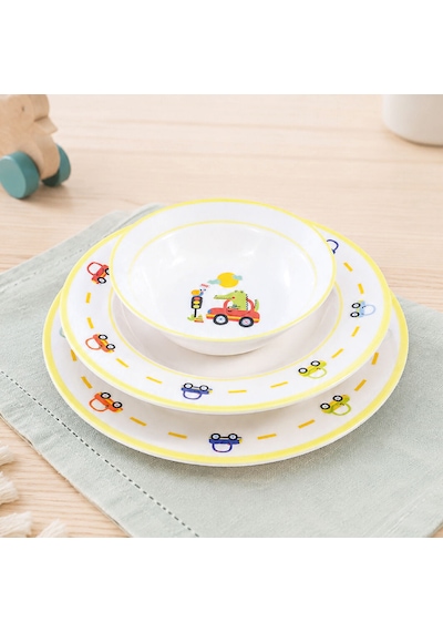 Fecra Kroko 3 Parça Porselen Mama Takımı Beyaz - Sarı