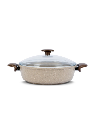 Thermoad Döküm Granit Tencere Basık Pilav Tenceresi 28 CM Gri