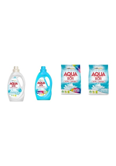 Aquabor Doğal Mineralli Sıvı Beyaz + Sıvı Renkliler + 4 Kg Renkliler + 4 Kg Beyaz 4 Lü Set 01025440
