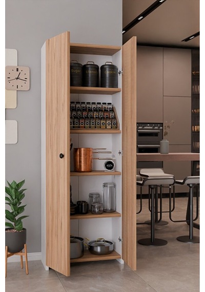 150 Cm 2 Kapaklı 5 Raflı Çok Amaçlı Mutfak Dolabı Kiler Düzenleyici Organizer Ve Erzak Dolabı Atlantik Çam - Beyaz 150 Cm 2 Kapaklı 5 Raflı Çok Amaçlı Mutfak Dolabı Kiler Düzenleyici Organizer Ve Erzak Dolabı Atlantik Çam - Beyaz