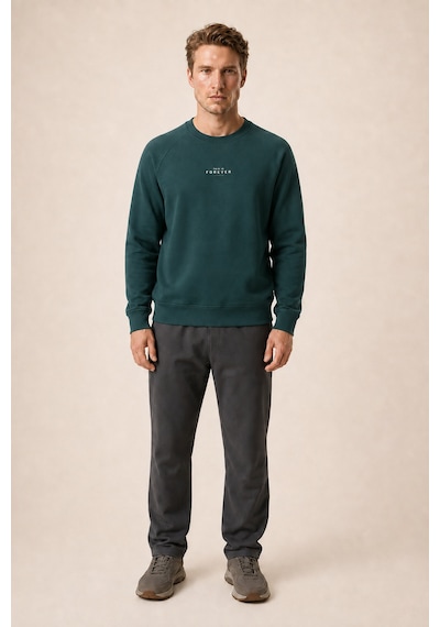 Redline Forever Yeni Sezon Erkek Regular Fit Pamuklu Sweatshirt Nefti Yeşil