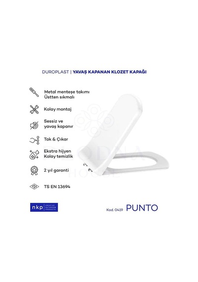Punto Duroplast Kare Yavaş Kapanan Klozet Kapağı