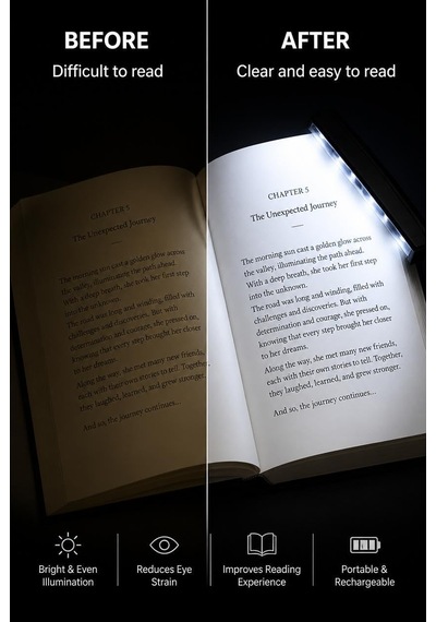 Lexroo Led Kitap Okuma Işığı, Kitap Arasına Yerleştirilebilir İnce Okuma Lambası Çok Renkli
