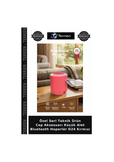 Özel Seri Teknik Ürün Cep Aksesuarı Küçük Alet Bluetooth Hoparlör D24 Kırmızı
