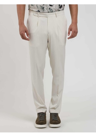 Dufy Bej Erkek Slim Fit Düz Pileli Pantolon - 104463-bej Bej
