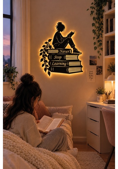Led Işıklı Tablo Kitap Okuyan Kız Dekoratif Duvar Tablosu Never Stop Learning Kitap Temalı Dekoratif Sarı - 932543327 Sarı Led Işıklı Tablo Kitap Okuyan Kız Dekoratif Duvar Tablosu Never Stop Learning Kitap Temalı Dekoratif Sarı - 932543327 Sarı
