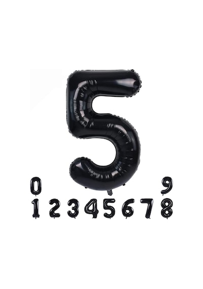 5 BEŞ SİYAH RAKAM FOLYO BALON 34" Inc 82 cm