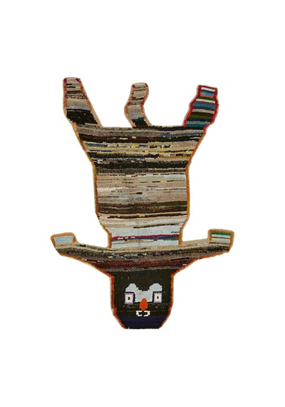 Bespoky Gri Modern Soyut Salon Halısı El Dokuma No 46727 Çok Renkli