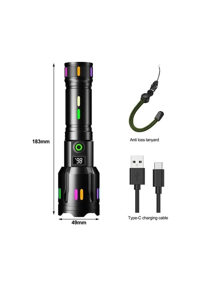 Peakstar Ps-9885 Profesyonel Zoomlu 50w 10000 Lümen Şarjlı Bekçi Avcı Powerbank El Feneri