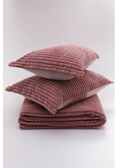 Merinos Modern Line 3 Parça Battaniye Seti - Gül Kurusu Gülkurusu