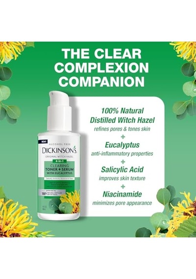 S Orijinal Witch Hazel Clearing Toner Okaliptüslü Serum 100 Doğal Damıtılmış Cadı Fındığı Alkolsüz Cilt Tem