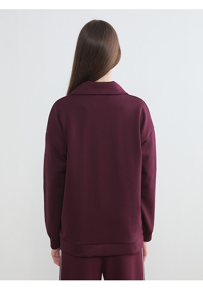 Lcw Modest Mürdüm Dik Yaka Oversize Kadın Sweatshirt