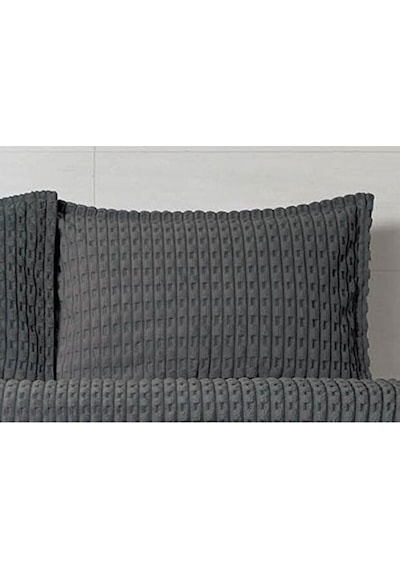 Modern Twist 3 Parça Battaniye Seti Çift Kişilik Battaniye Seti Koyu Gri
