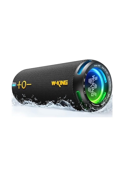 W-kıng Bluetooth Hoparlörler - Ip67 Su Geçirmez Dış Mekan Taşınabilir Kablosuz Hoparlör, 40w Hd 360 Işıklı Stereo Surround Ses, Özel Eq Ve Derin Bas/v5.3/dsp/24h/tf/aux, Toz Geçirmez, Duş, Kamp İçin