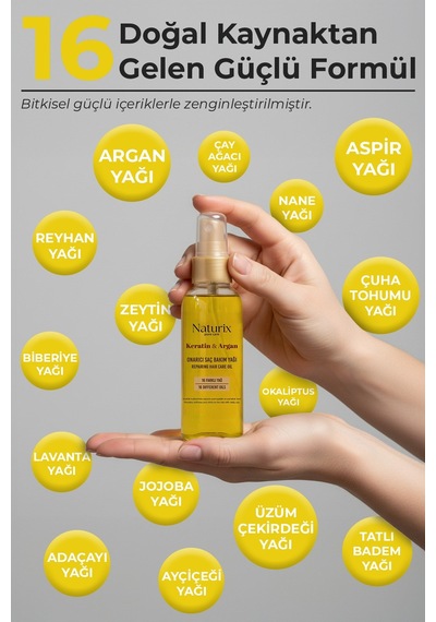 Naturix Keratin Ve Argan Yağlı Onarıcı Saç Bakım Yağı 100 ML
