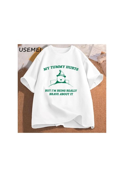 Tarzsokak Benim Karın Acıyor Ama Bu Konuda Gerçekten Cesur Olmak Grafik T Shirt Kadın Erkek Komik Pamuk 2993 Beyaz