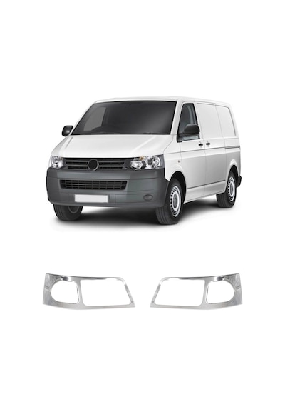 Volkswagen Transporter T5 Uyumlu 2003-2015 Krom Far Çerçevesi 2 Parça Paslanmaz Çelik