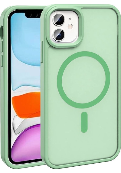 Apple Uyumlu iPhone 12 Pro Kılıf M-safe Şarj Özellikli Mat Arka Yüzey Zore Sio Kapak Light Green