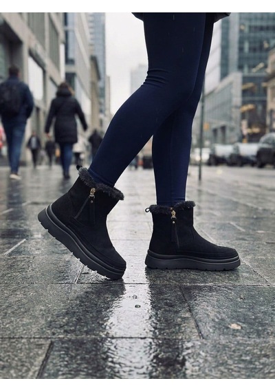 Gamelu Elara İçi Kürklü Siyah Kadın Kışlık Bot
