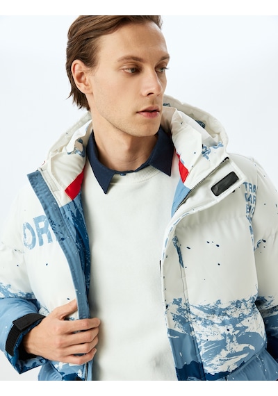 Koton Slim Fit Fermuarlı Desenli Kapşonlu Mont Beyaz Desenli 5wam20056hw Beyaz Desenli Beyaz Koton Slim Fit Fermuarlı Desenli Kapşonlu Mont Beyaz Desenli 5wam20056hw Beyaz Desenli Beyaz
