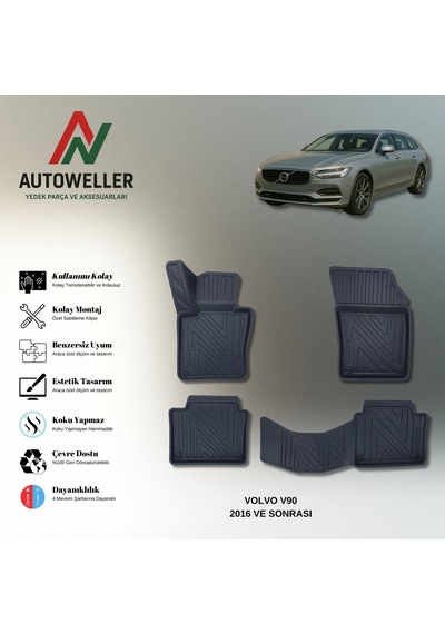 Volvo V90 2016 Sonrası Uyumlu Havuzlu Oto Paspas