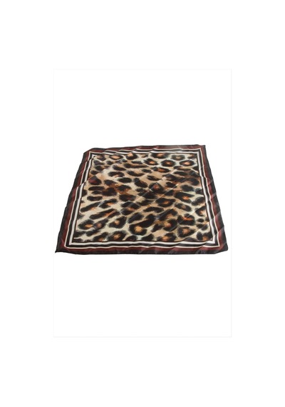 Trendexa Leopar Desenli Saten Fular 50 50 Cm Renkli