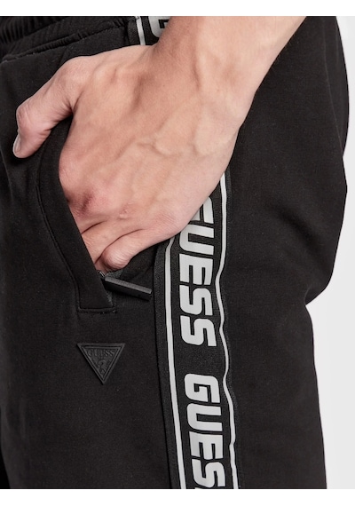 Guess Erkek Logo Şeritli Siyah Şort Siyah