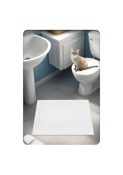 %100 Pamuk Dokuma Su Emici Banyo Paspası Vera 60x50 Cm Beyaz Diğer