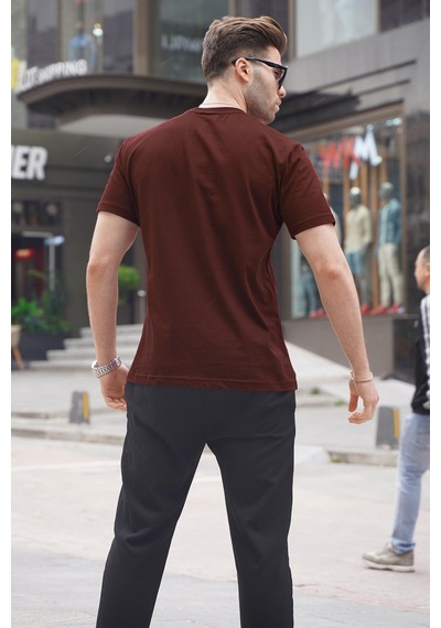 Madmext Acı Kahverengi Regular Fit Basic Erkek Tişört 6131 Acı Kahverengi