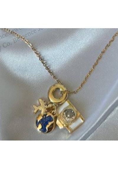 Beren Aksesuar Stainless Steel Uzun Gezgin Çelik Kolye Gold