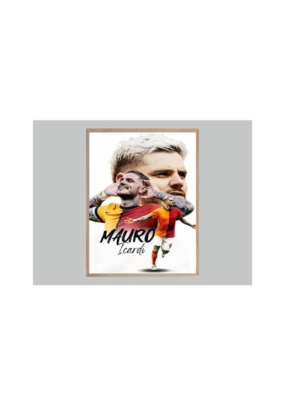 Sarı Kırmızı Futbol Tablo Doğal Ahşap Çerçeveli Çok Renkli - 867723908 Çok Renkli