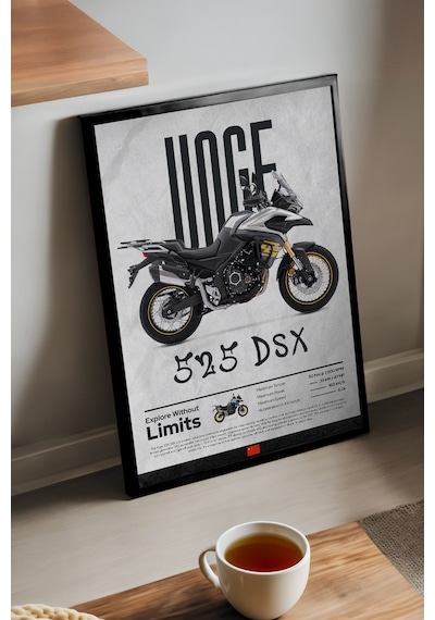 Voge 525 Dsx Siyah Ahşap Çerçeveli Poster, Motosiklet Duvar Tablosu