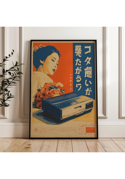 Japon Retro Kadın Ve Vintage Elektronik Pop Art Dijital Poster İndir