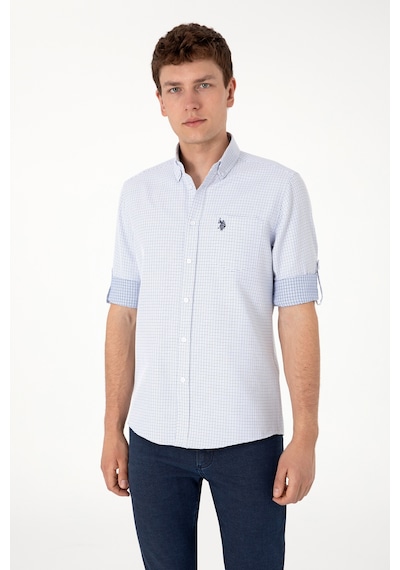 U.S. Polo Assn. Erkek Mavi Cepli Uzun Kollu Gömlek 50306363-VR036