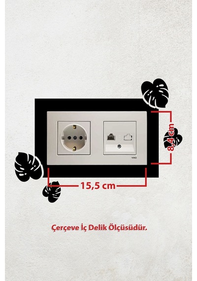 Yaprak Tasarım 2li Priz Çerçevesi İç Ölçü 15,5x8,4 Cm 2li Dekoratif Priz Çerçeve