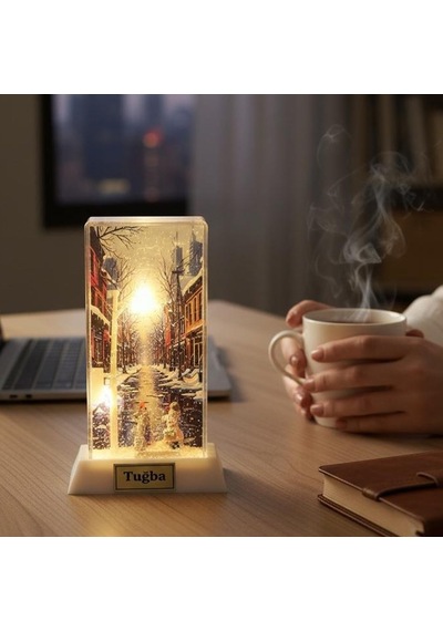Kişiye Özel Led Işıklı Kış Masalı Temalı Dekoratif Gece Lambası