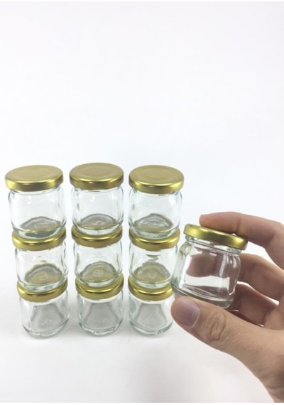 10'lu Çok Amaçlı Düzenleyici Gold Kapaklı Mini Kavanoz Seti 40 Cc
