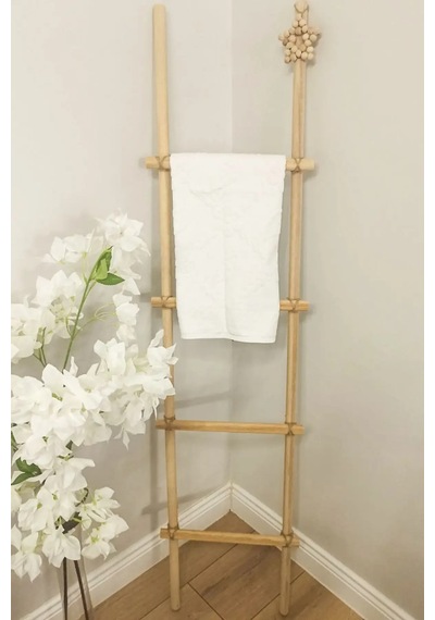 Kl-mrd521s - Dekoratif Merdiven Havluluk - Iskandinav Tarzı, Kayın Ahşap, 140x35 Cm