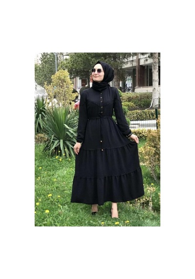 Hb Harma Time Butik Kadın Düğmeli Dantel Detaylı Beli Bağcıklı Ayrobin Siyah Elbise Siyah Siyah Hb Harma Time Butik Kadın Düğmeli Dantel Detaylı Beli Bağcıklı Ayrobin Siyah Elbise Siyah Siyah