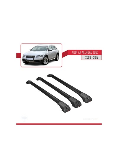 Audi A4 B8 Allroad 2008-2015 Arası İle Uyumlu Ace-1 Ara Atkı Tavan Barı Siyah 3 Adet Bar