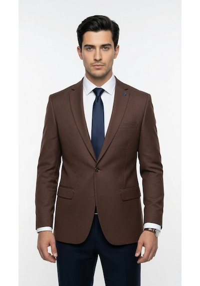 Plus Scorpion Erkek Blazer Ceket Twill Dokuma Likralı Notch Yaka 1 Düğmeli Çift Yırtmaçlı Slim Fit Kahverengi Plus Scorpion Erkek Blazer Ceket Twill Dokuma Likralı Notch Yaka 1 Düğmeli Çift Yırtmaçlı Slim Fit Kahverengi