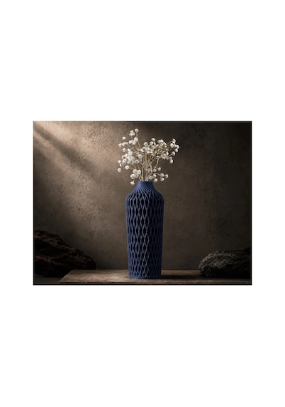 Diamont Navy Blue Vazo Modern Dekoratif 3d Baskı Vazo 137x250 Mm Çok Renkli