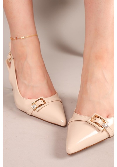 Birikon Nifty Küçük Tokalı Rugan Stiletto Ten-8029 Ten