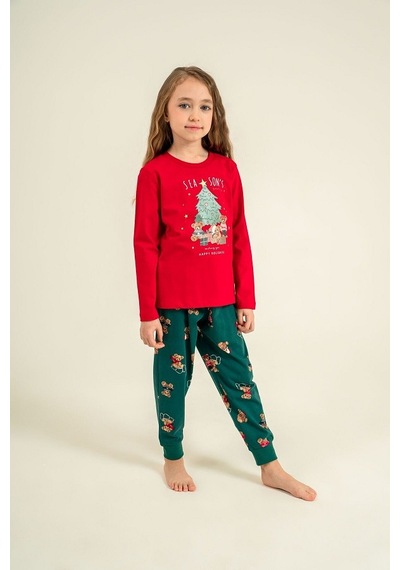 Roly Poly Rolypoly 3918-3 Kız Çocuk Pijama Takımı Kırmızı