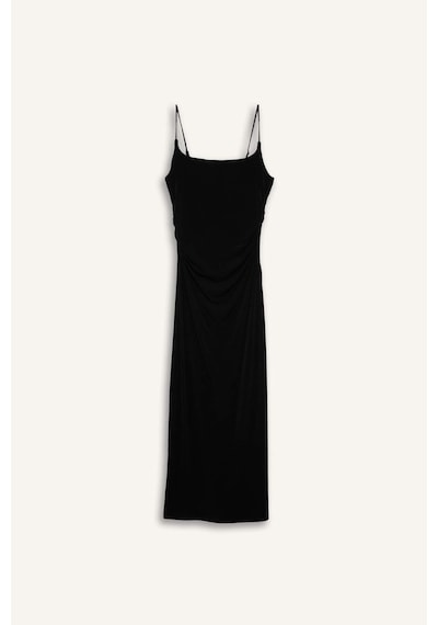 Defacto Bodycon Vücudu Saran Kare Yaka Kolsuz Maxi Elbise H6454ax26smbk81 Siyah-bk81