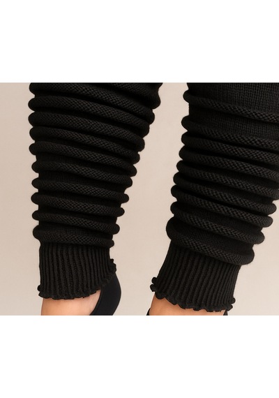 Ozzy Socks Aerobik Tozluk Akrilik Triko Örgü Leg Warmer Ayak Isıtıcı Siyah Siyah